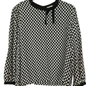 Kate Spade silk polka dot bow turquoise blouse, Size XL